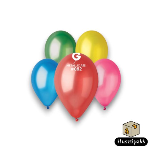 Latex lufi, Vegyes színek színes, metál 26cm 100db (GM90/082)