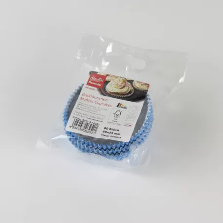 Muffin Sütőforma - Kék pöttyös, 50x25mm 60db