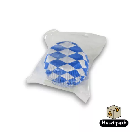 Muffin Sütőforma - Kék-fehér rombusz mintás, 50x25mm 60db
