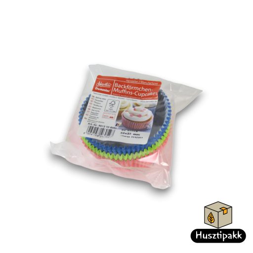 Muffin Sütőforma - 3 színű, kék, zöld, rózsaszín, 50x25mm 60db