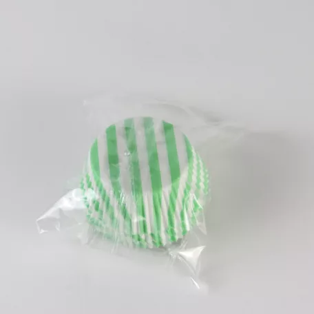 Muffin Sütőforma - Zöld fehér csíkos, 50x25mm 60db