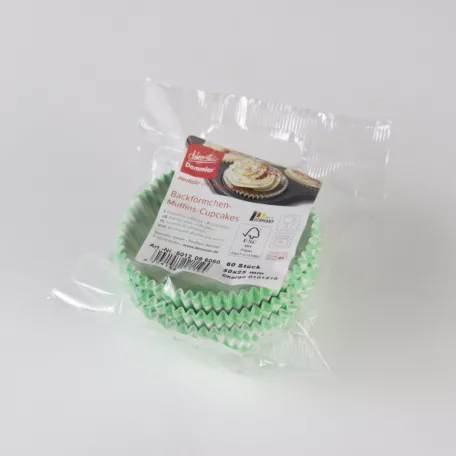 Muffin Sütőforma - Zöld fehér csíkos, 50x25mm 60db
