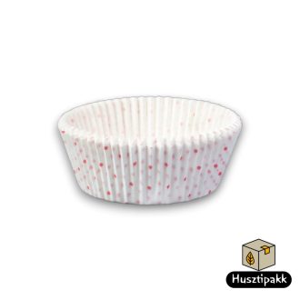   Muffin sütőforma - Fehér-rózsaszín pöttyös, 50x25mm 60db