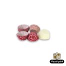 Bonbon kapszli - Piros-rózsaszín, csillagos, hópelyhes mintával, 32x22mm 100db
