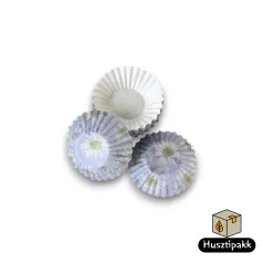   Bonbon kapszli - Kék, fehér virág mintával, 30x20mm 100db
