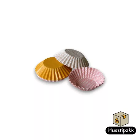 Bonbon kapszli - Fehér, rózsaszín kockás mintával, 35x20mm 100db