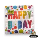 Szalvéta mintás - HAPPY B DAY felirat, 33x33cm 20db