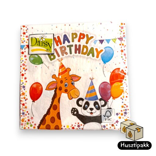 Szalvéta mintás - My Birthday, HAPPY BIRTHDAY felirat 33x33cm 20db