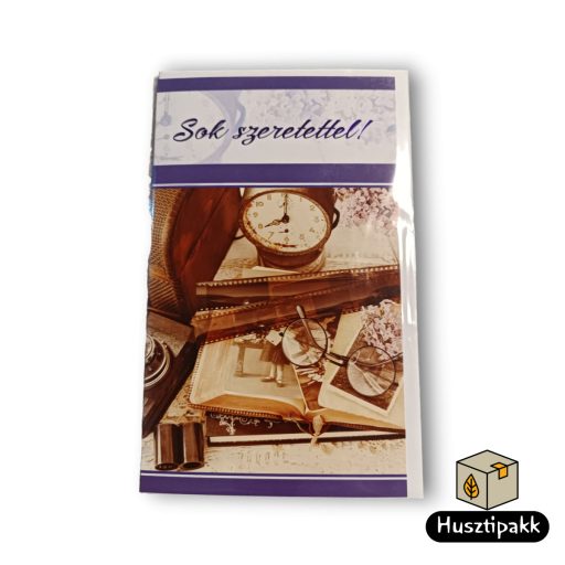 Képeslap - Sok szeretettel! - Antik óra, szemüveg E