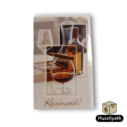 Képeslap - Köszönettel! felirat - Szivar, pohár E