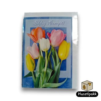 Képeslap - Boldog Névnapot! - Színes tulipánok D