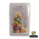 Képeslap - Boldog névnapot! - macaron, sárga rózsa E