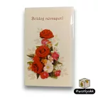 Képeslap - Boldog névnapot! - Virágcsokor fehér piros narancs virágokkal B