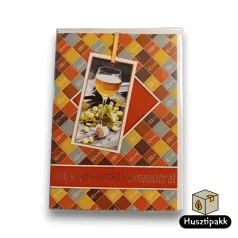   Képeslap - Sok szeretettel névnapodra! - Kockás minta, borospohár D