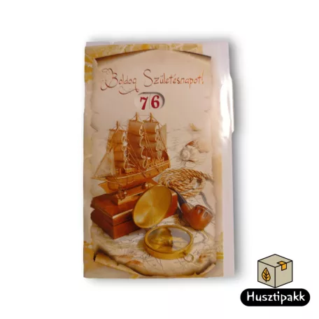 Képeslap - Boldog Születésnapot! - Állítható számok, Hajó, pipa, iránytű CC