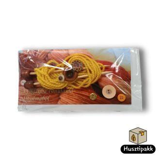   Képeslap - Nyugdíjba vonulásod Alkalmából - Sárga fonál, kötőtű, gombok