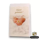 Képeslap - Szívből Gratulálok! - Babaláb, fehér kisvirág B