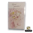 Képeslap - Szívből Gratulálok! - Rózsaszín plüssnyuszi B