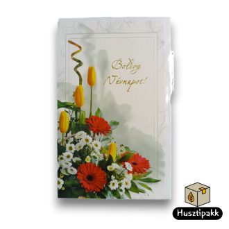 Képeslap - Boldog névnapot! - Sárga bimbós tulipánok E