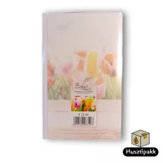   Képeslap - Boldog Névnapot! - Sárga és rózsaszín-fehér tulipán E
