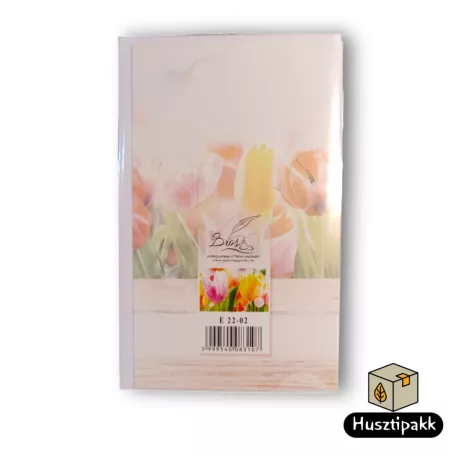 Képeslap - Boldog Névnapot! - Sárga és rózsaszín-fehér tulipán E