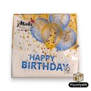 Koktél szalvéta, HAPPY BIRTHDAY kék lufikkal, 25x25cm 20db