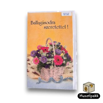   Képeslap - Ballagásodra Szeretettel! felirat, színes virágkosár CC