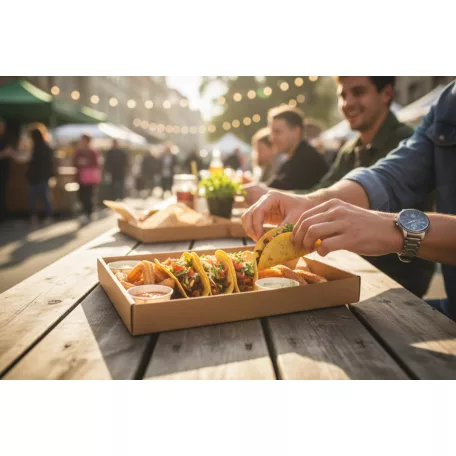 Streetfood tálca, barna 30x22x4