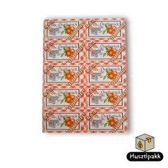   Címke négyzet alakú, Őszibarack, piros kockás masnis  8,5x4,5cm 10db/ív, 24ív