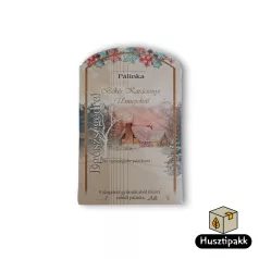   Pálinka címke - Békés Karácsonyi Ünnepeket! felirat, színes hópehlyhek,  ház 10db