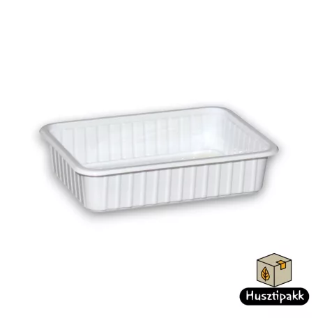 Szögletes műanyag elviteles doboz, fehér Paccor 500ml 50db