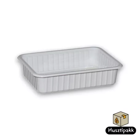 Szögletes műanyag elviteles doboz, fehér Paccor 500ml 50db