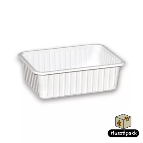 Szögletes műanyag elviteles doboz, fehér Paccor 750ml 50db