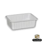 Szögletes műanyag elviteles doboz, fehér Paccor 750ml 50db
