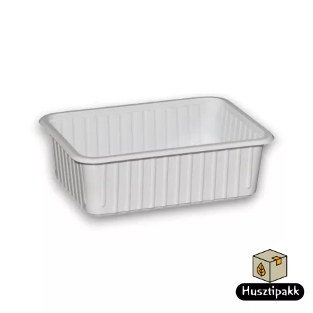 Szögletes műanyag elviteles doboz, fehér Paccor 750ml 50db