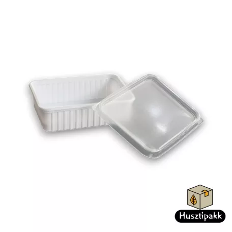 Szögletes műanyag elviteles doboz, fehér Paccor 750ml 50db