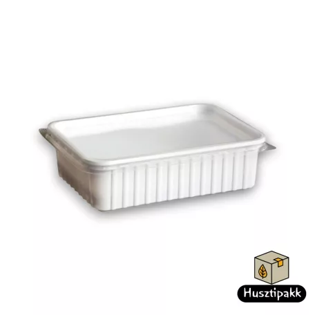 Szögletes műanyag elviteles doboz, fehér Paccor 750ml 50db