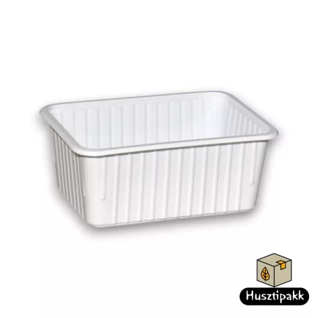 Szögletes műanyag elviteles doboz, fehér Paccor 1000ml 50db