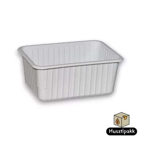 Szögletes műanyag elviteles doboz, fehér Paccor 1000ml 50db