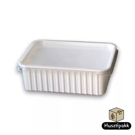 Szögletes műanyag elviteles doboz, fehér Paccor 1000ml 50db