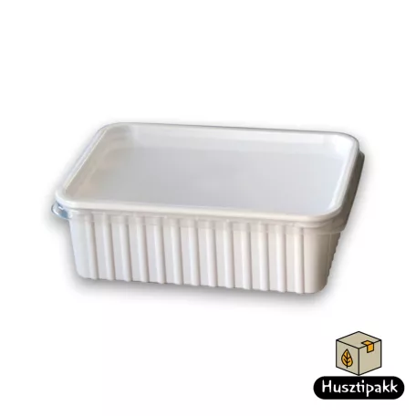 Szögletes műanyag elviteles doboz, fehér Paccor 1000ml 50db