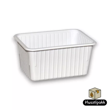 Szögletes műanyag elviteles doboz, fehér Paccor 1200ml 50db
