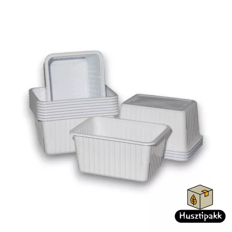 Szögletes műanyag elviteles doboz, fehér Paccor 1200ml 50db