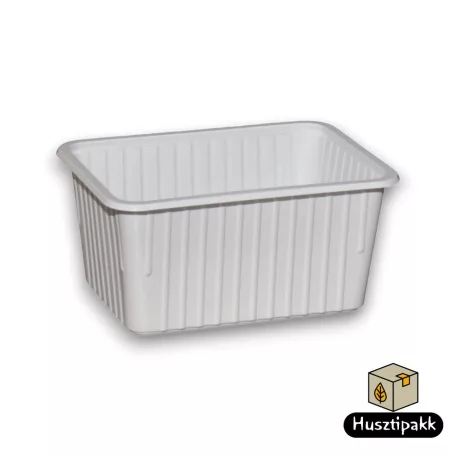 Szögletes műanyag elviteles doboz, fehér Paccor 1200ml 50db