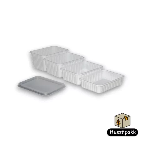 Szögletes műanyag elviteles doboz, fehér Paccor 1200ml 50db