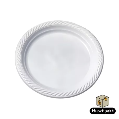 Műanyag lapostányér 23cm 20db
