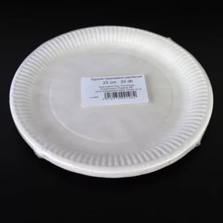 Papírtányér lapos fehér 23cm 20db