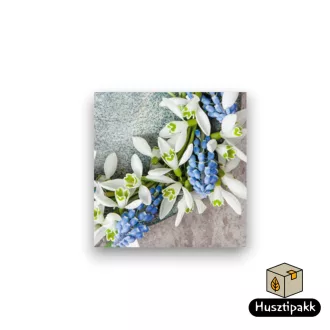   Szalvéta mintás szürke, hóvirág és gyöngyvirág 33x33 20db