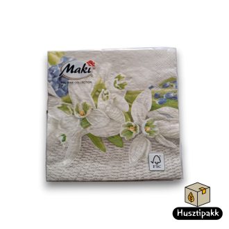   Szalvéta mintás világos szürkés, nagy hóvirág 33x33 20db
