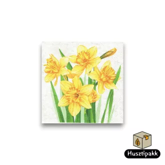 Szalvéta mintás Csokor sárga nárcisz 33x33 20db